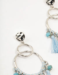 Silver Light Blue Feather Dream Catcher Drop Earrings - link has visual effect only