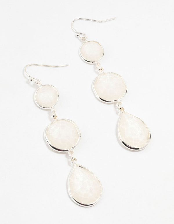 Silver 3 Row Resin Drop Earrings