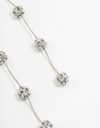 Silver 3 Row Diamante Ball Drop Earrings - link has visual effect only