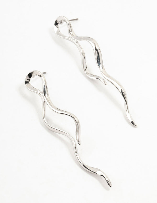 Silver Snake Wiggle Drop Earrings