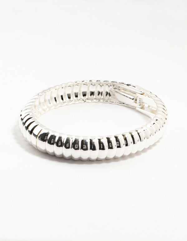 Small Silver Ribbed Bangle