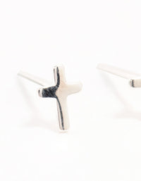 Sterling Silver Clean Cross Stud Earrings - link has visual effect only