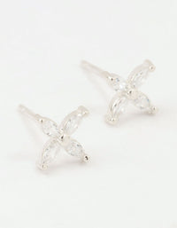 Sterling Silver Cubic Zirconia Mini Flower Stud Earrings - link has visual effect only