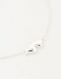 Sterling Silver Paired Puffy Heart Bracelet - link has visual effect only