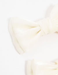 Cream Mini Fabric Bow Tie Hair Clips 2-Pack - link has visual effect only