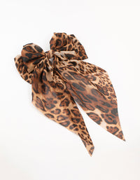 Leopard Print Fabric Drop Bow Clip - link has visual effect only