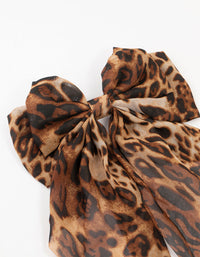 Leopard Print Fabric Drop Bow Clip - link has visual effect only