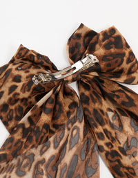 Leopard Print Fabric Drop Bow Clip - link has visual effect only