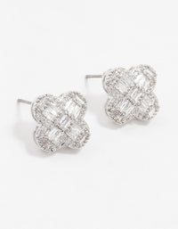 Rhodium Paved Flower Stud Earrings - link has visual effect only