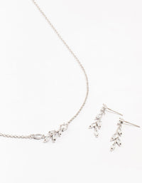 Silver Olive Branch Necklace & Earrings Set - link has visual effect only