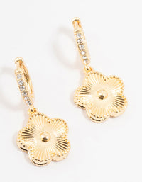 Gold Plated Diamante Clover Hoop Earrings - link has visual effect only