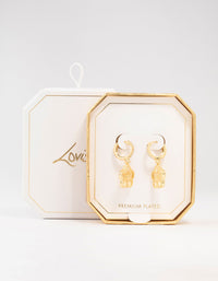 Gold Plated Diamante Clover Hoop Earrings - link has visual effect only