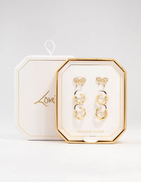 Gold Plated Bow & Hoop Earrings Pack - link has visual effect only