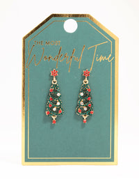 Diamante Swirled Tree Gold Drop Earrings - link has visual effect only