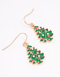 Green Enamel Tree Drop Earrings - link has visual effect only