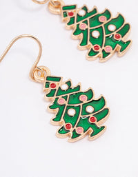 Green Enamel Tree Drop Earrings - link has visual effect only