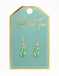 Green Enamel Tree Drop Earrings - link has visual effect only