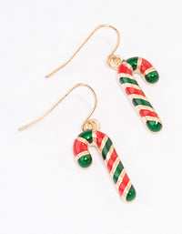 Red & Green Candy Cane Enamel Drop Earrings - link has visual effect only