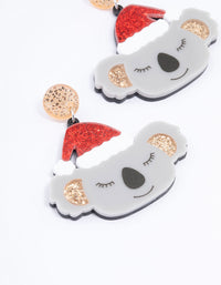 Acrylic Koala With A Santa Hat Drop Earrings - link has visual effect only