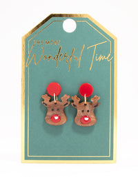 Acrylic Glittery Reindeer Drop Earrings - link has visual effect only