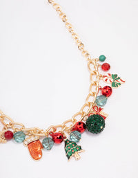 Tree, Bells & Beads Festive Charm Necklace - link has visual effect only