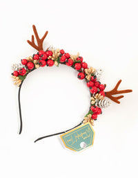 Reindeer & Wreath Fabric Headband - link has visual effect only