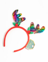 Multicoloured Sequin Reindeer Headband - link has visual effect only