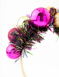 Multicoloured Xmas Bauble Tinsel Headband - link has visual effect only