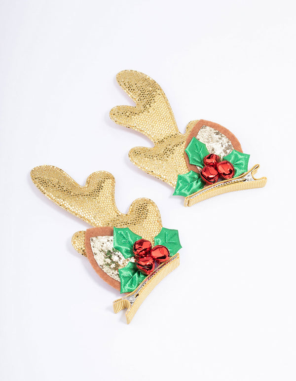 Glittery Reindeer Hair Clip