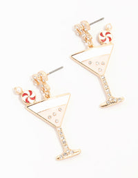 Gold Candy Cane Cocktail Earrings - link has visual effect only