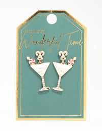 Gold Candy Cane Cocktail Earrings - link has visual effect only