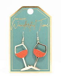 Red Glittery Wine Glass Drop Earrings - link has visual effect only