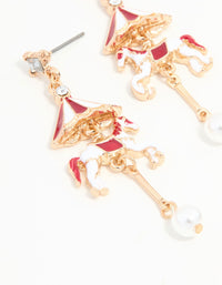 Gold Carousel Horse Drop Earrings - link has visual effect only