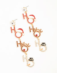 Large Diamante Ho Ho Ho Drop Earrings - link has visual effect only