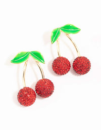 Red Diamante Cherry Drop Earrings - link has visual effect only