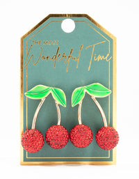 Red Diamante Cherry Drop Earrings - link has visual effect only