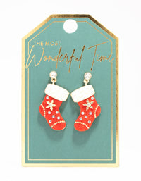 Red Acrylic Stocking Drop Earrings - link has visual effect only