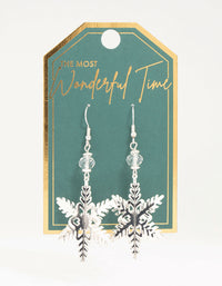 3D Snowflake Silver Drop Earrings - link has visual effect only