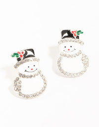 Diamante Snowman Silver Earrings - link has visual effect only