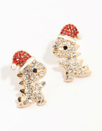 Diamante Dinosaurs Mini Stud Earrings - link has visual effect only