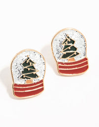 Snow Globe Gold Stud Earrings - link has visual effect only