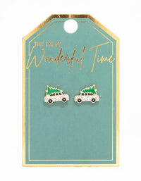 Gold Mini Car & Tree Stud Earrings - link has visual effect only