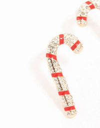 Gold Diamante Candy Cane Earrings - link has visual effect only