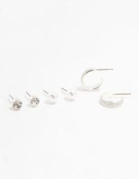 Silver Diamante & Glitter Earrings 3-Pack - link has visual effect only