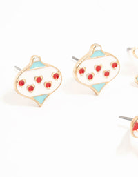 Gingerbread House & Candy Cane Stud Earrings 5-Pack - link has visual effect only