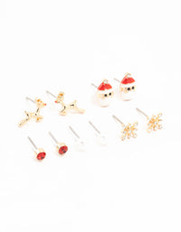 Snowflake, Pearl & Santa Earrings 5-Pack - link has visual effect only