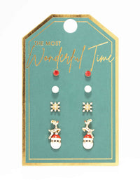 Snowflake, Pearl & Santa Earrings 5-Pack - link has visual effect only