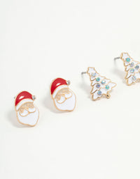 Santa, Tree & Candy Cane Earrings 3-Pack - link has visual effect only