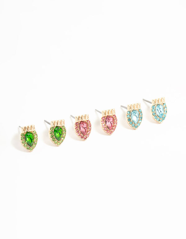 Multicoloured Ornate Lights Stud Earrings 3-Pack