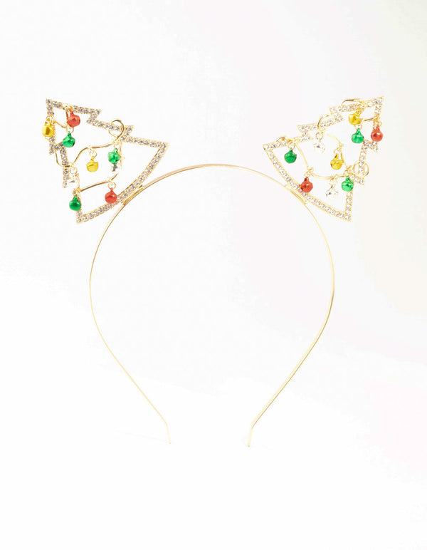 Yellow, Green & Red Bells Gold Headband